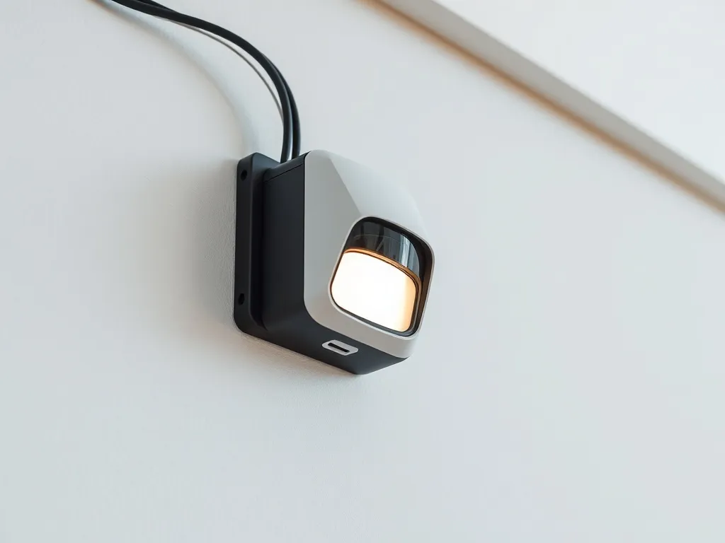 Technical installation of a motion sensor on a clean wall, m