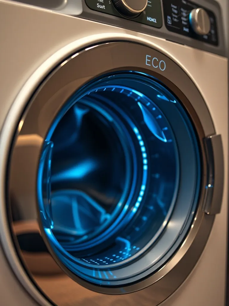 Close up of a modern washing machine control panel, LED disp